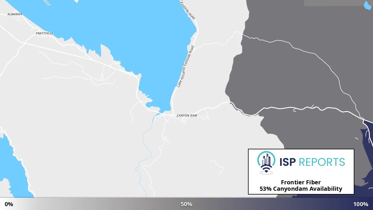 Canyondam, CA map of internet availability
