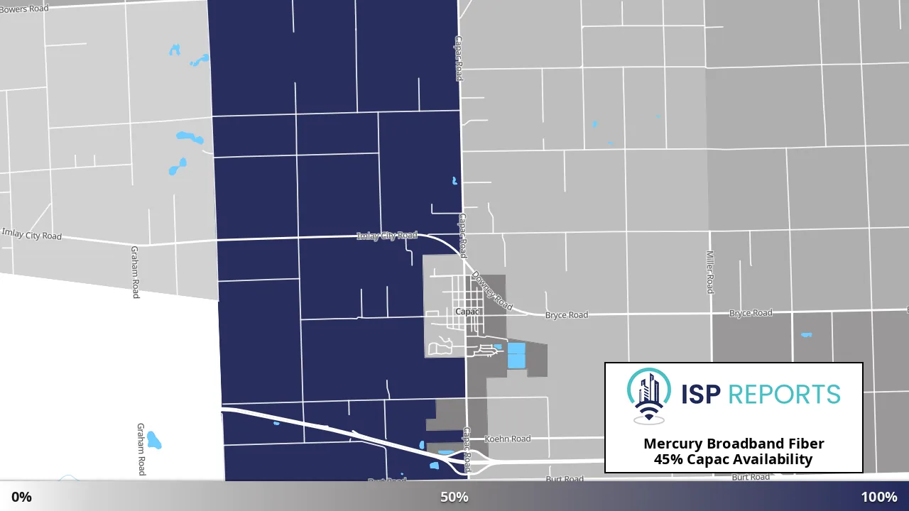 Capac, MI map of internet availability
