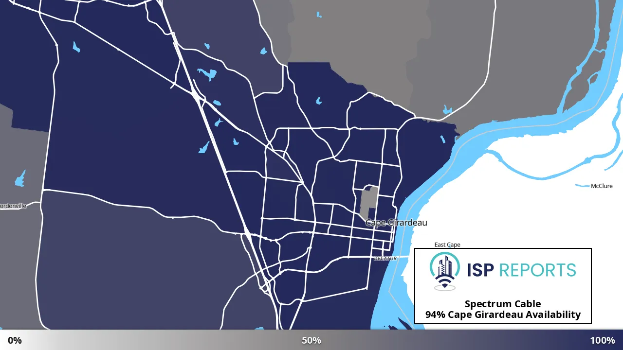 Cape Girardeau, MO map of internet availability