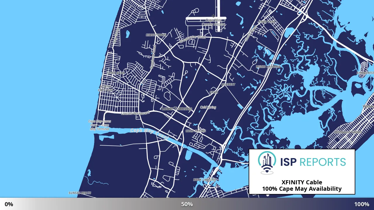 Cape May, NJ map of internet availability