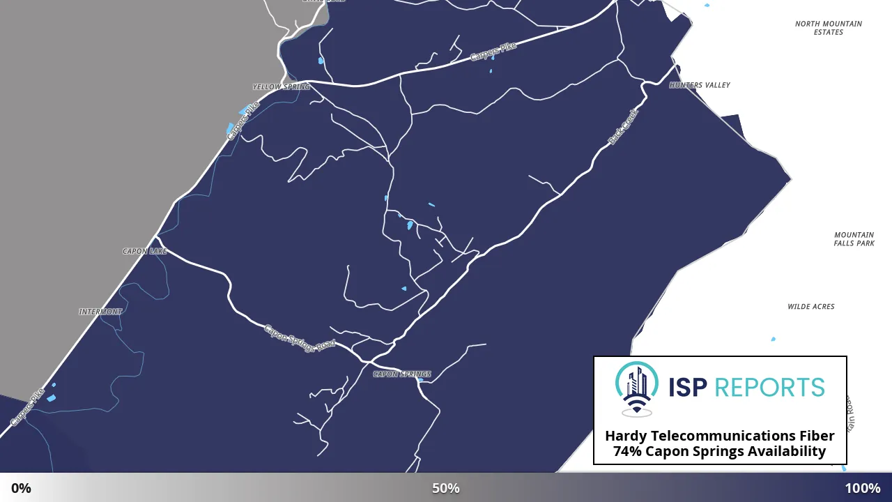 Capon Springs, WV map of internet availability