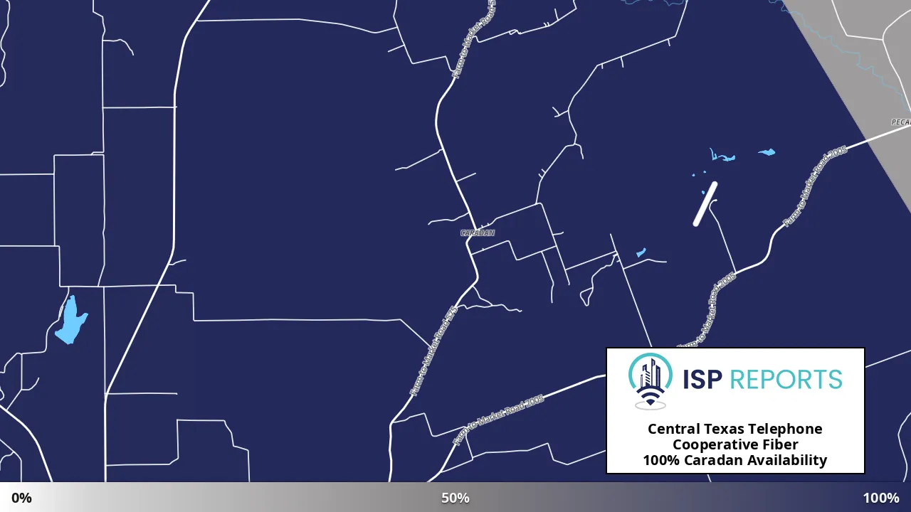 Caradan, TX map of internet availability