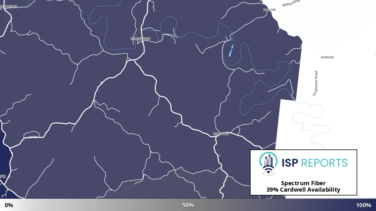 Cardwell, KY map of internet availability