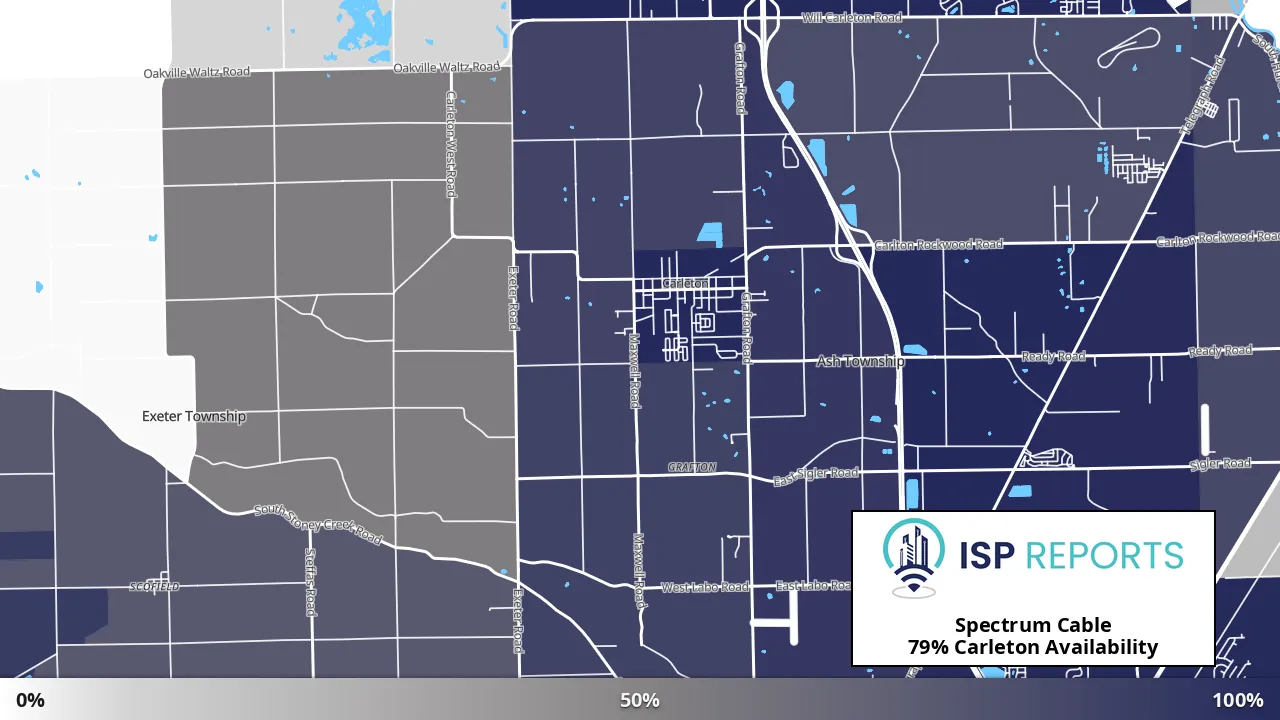 Carleton, MI map of internet availability