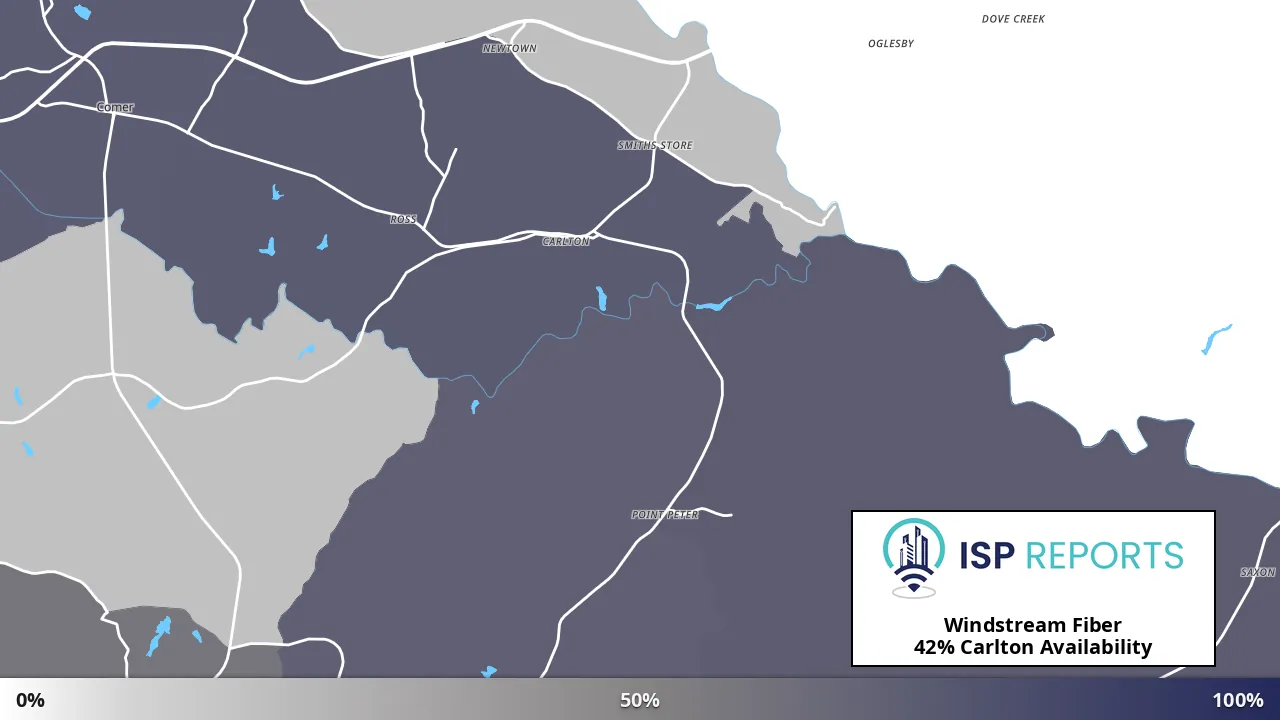 Carlton, GA map of internet availability
