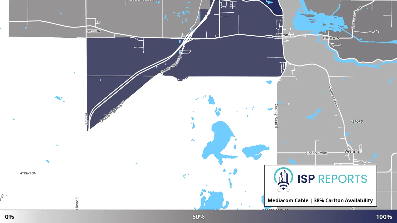 Carlton, MN map of internet availability