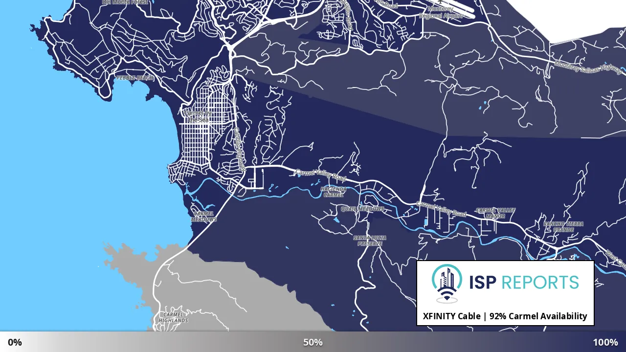 Carmel, CA map of internet availability