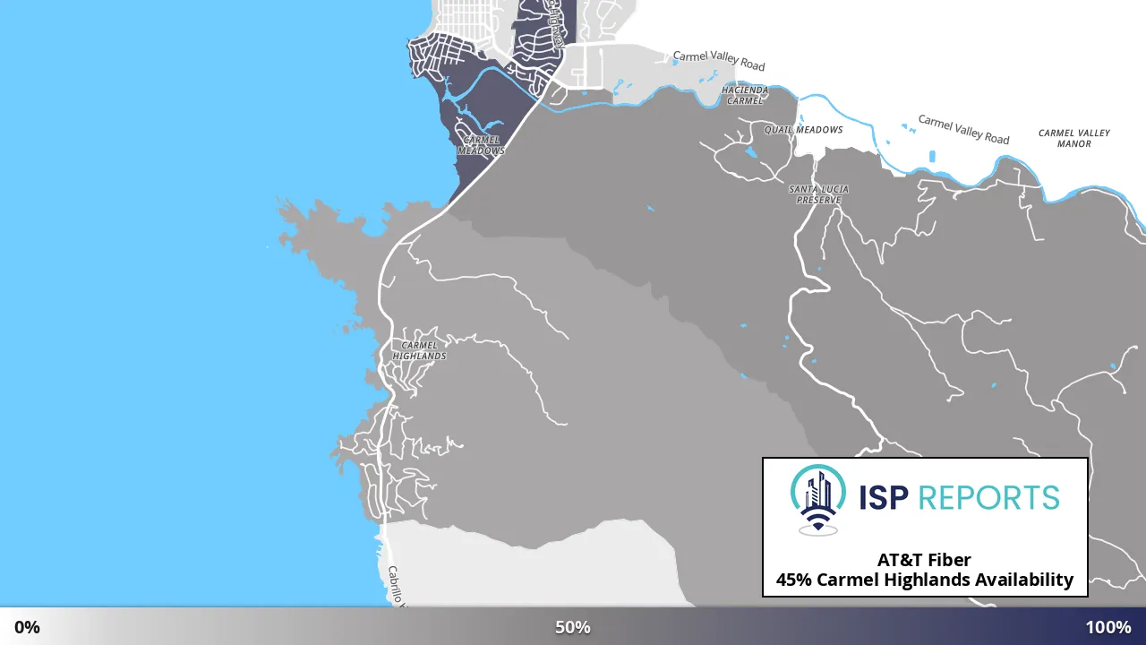 Carmel Highlands, CA map of internet availability