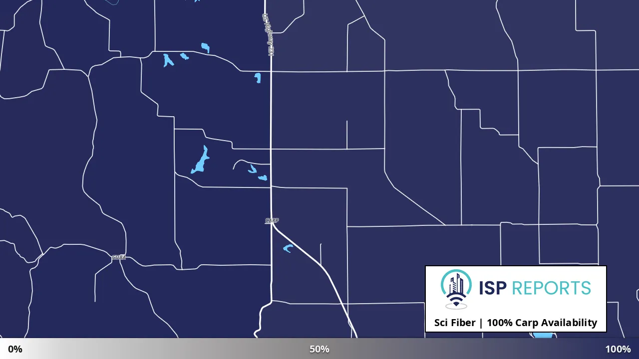 Carp, IN map of internet availability