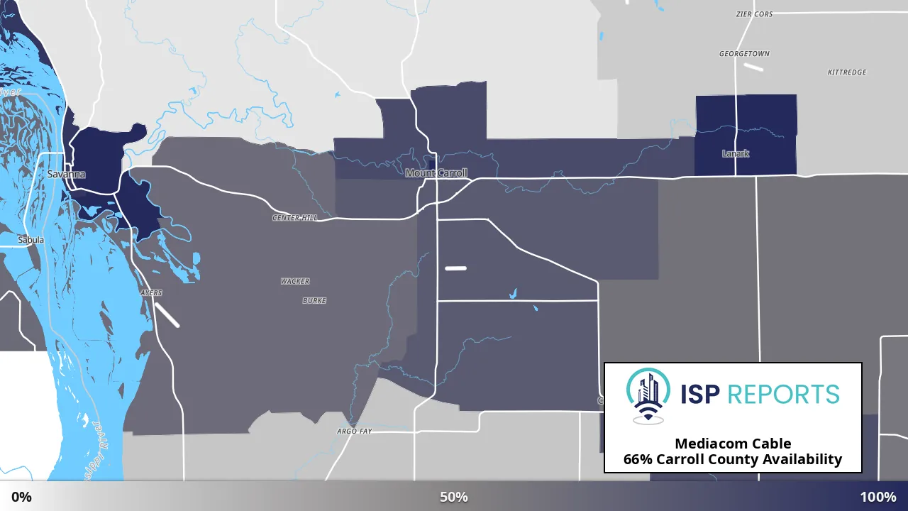 Carroll County, IL map of internet availability