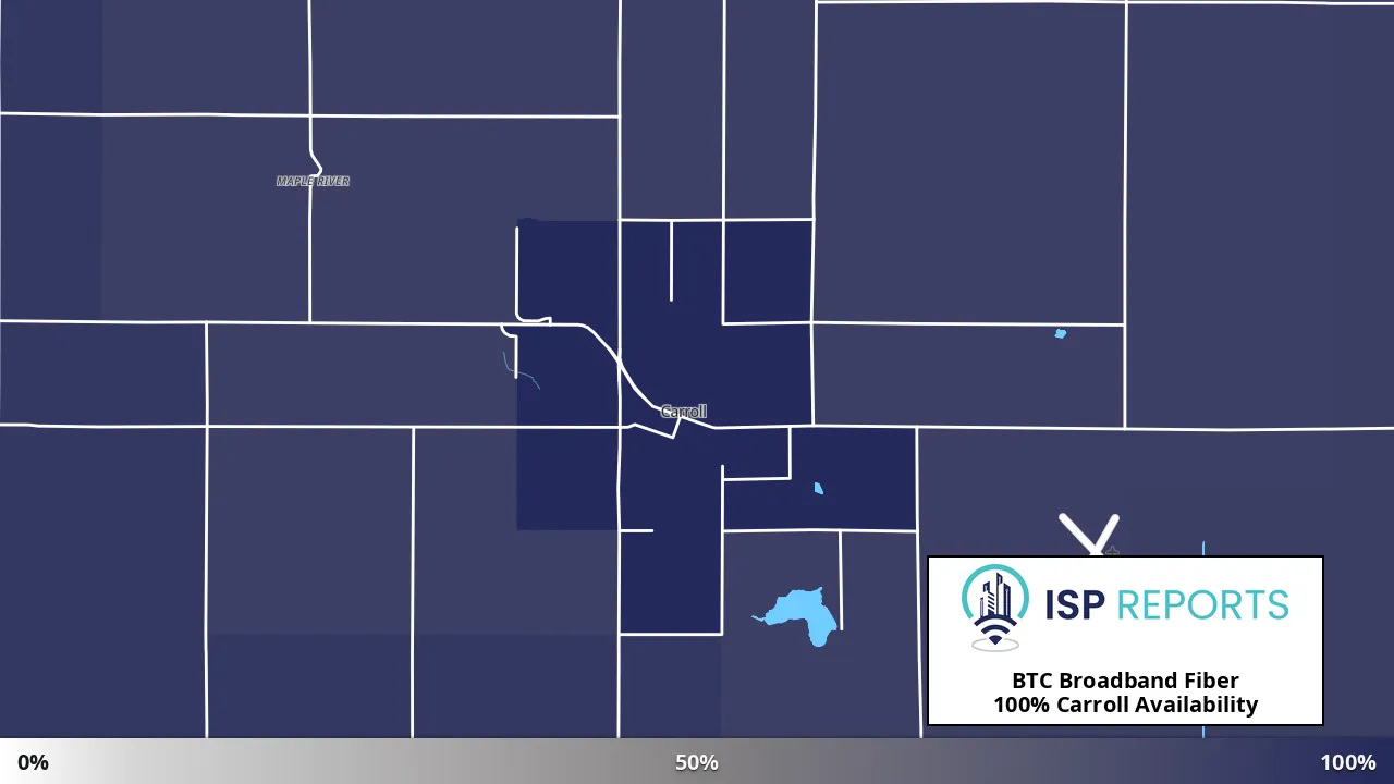 Carroll, IA map of internet availability