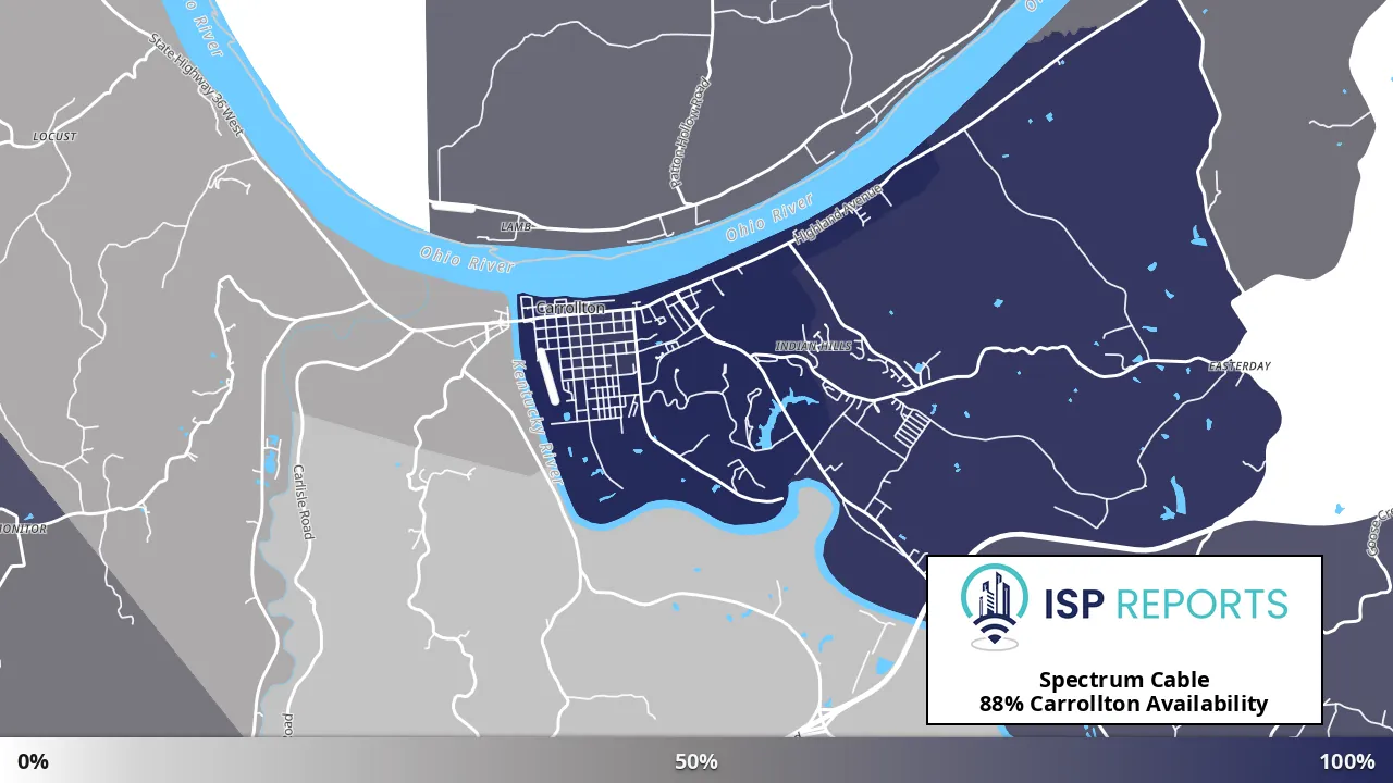Carrollton, KY map of internet availability