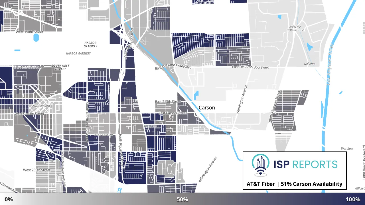Carson, CA map of internet availability
