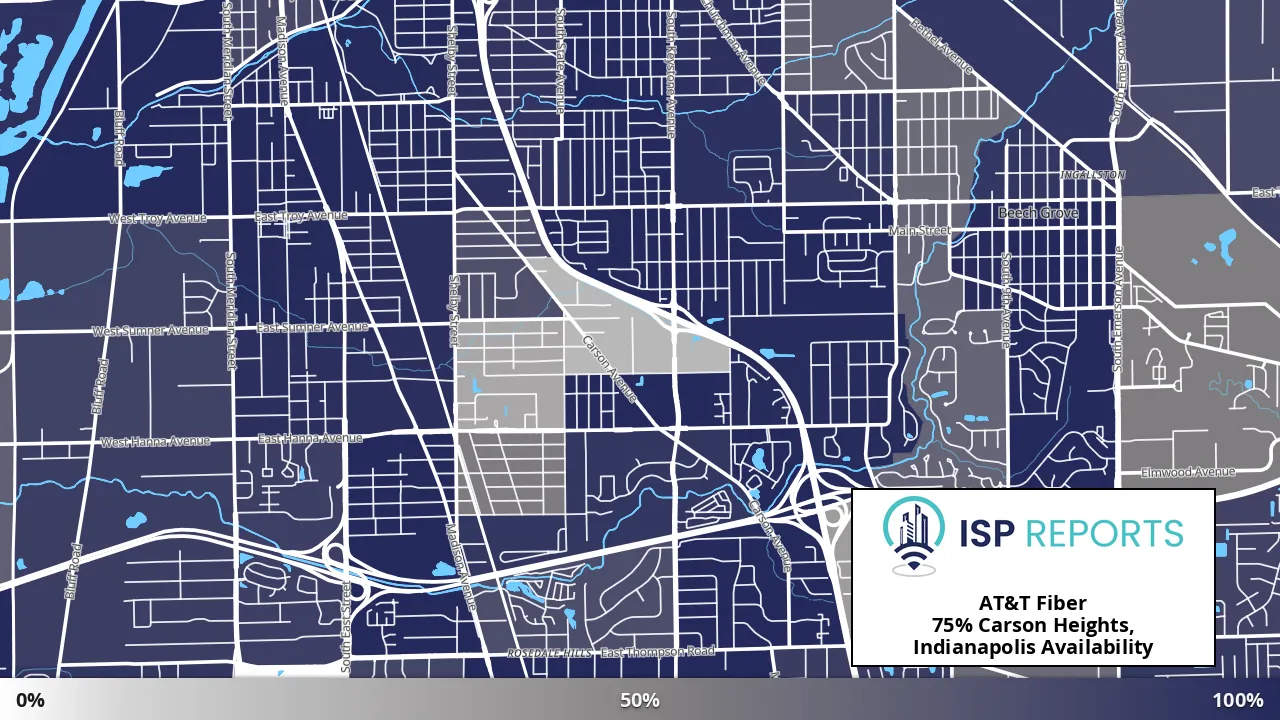 Carson Heights, Indianapolis, IN map of internet availability