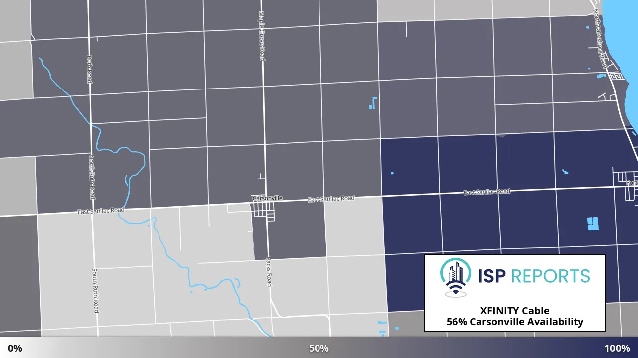 Carsonville, MI map of internet availability