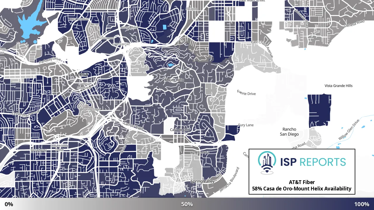 Casa de Oro-Mount Helix, CA map of internet availability