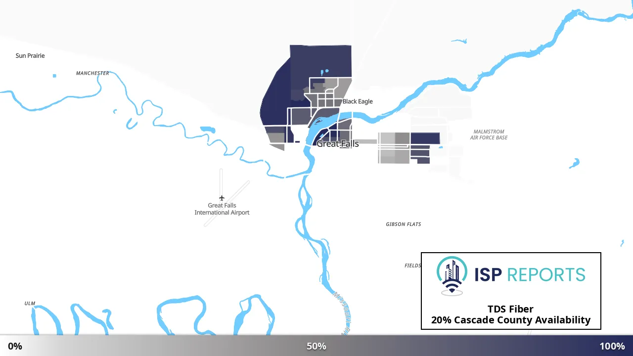 Cascade County, MT map of internet availability