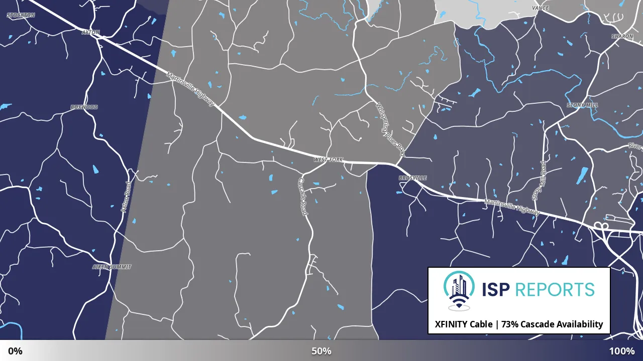 Cascade, VA map of internet availability