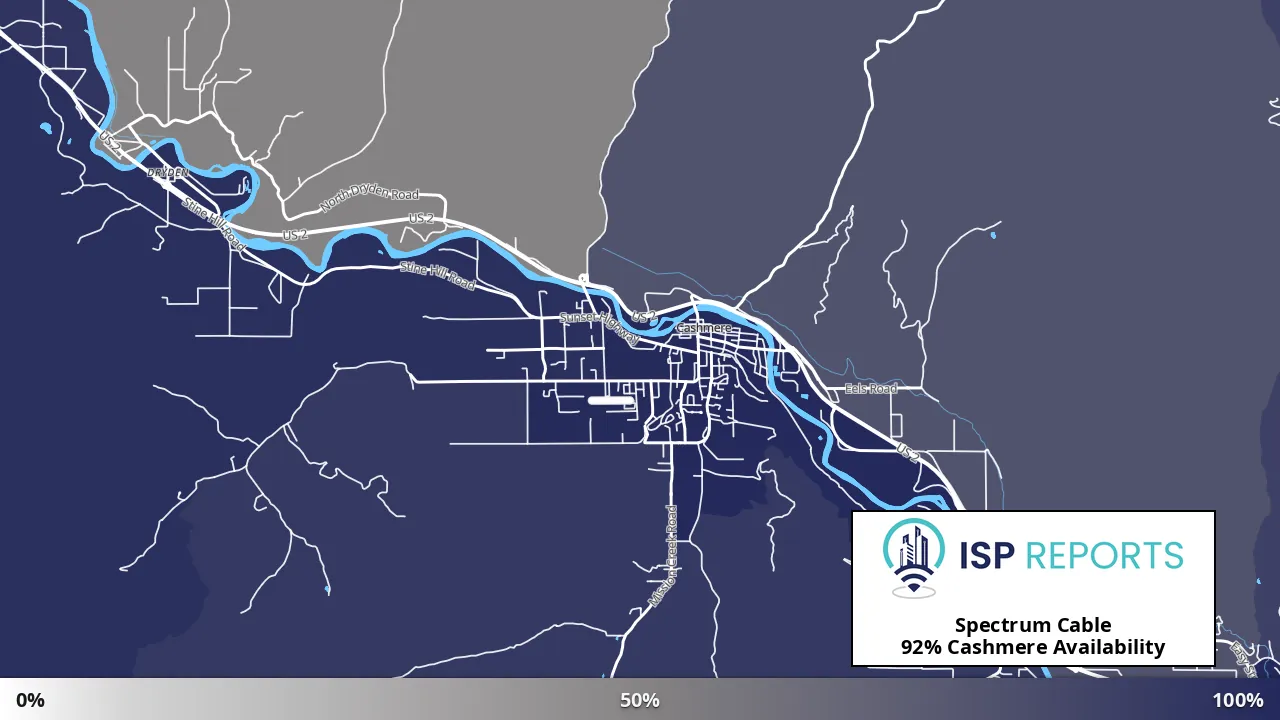 Cashmere, WA map of internet availability