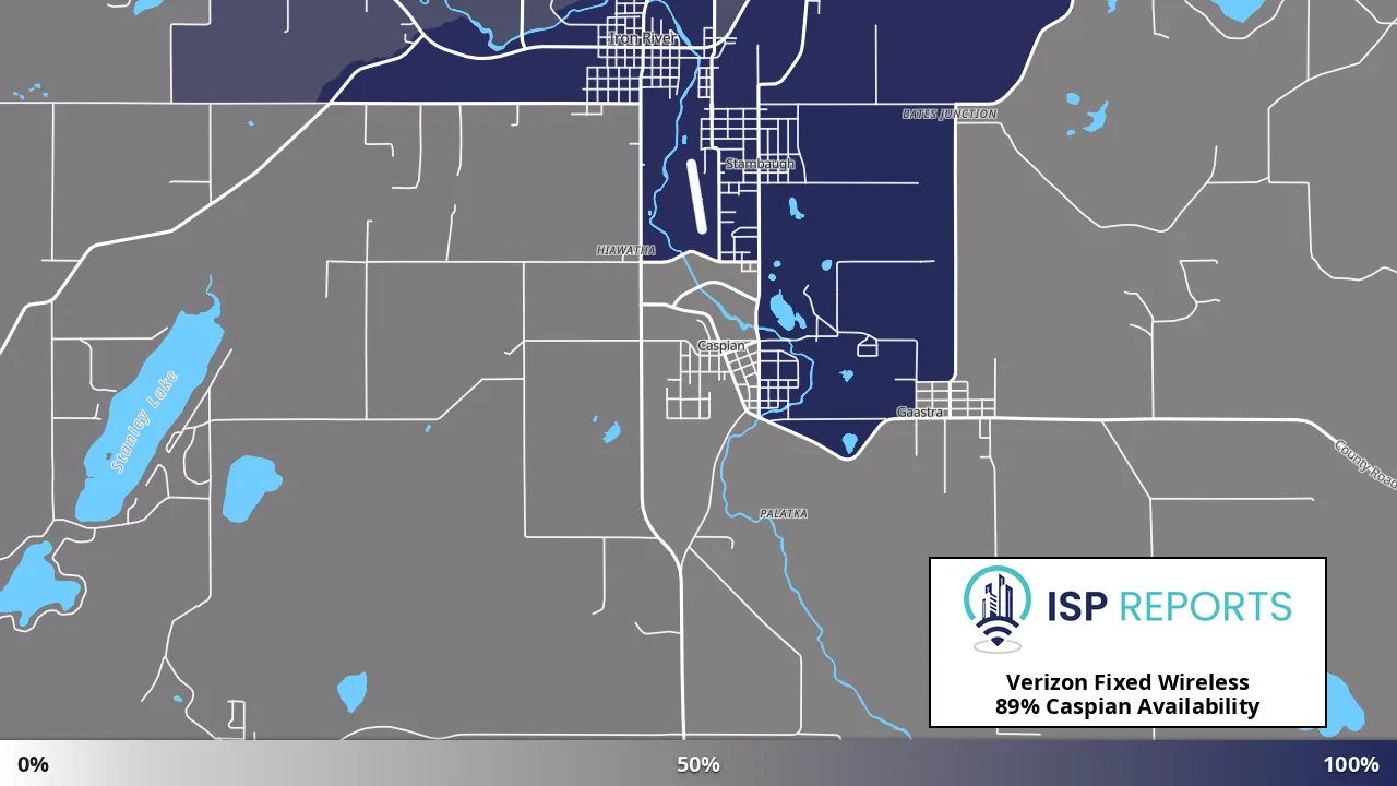 Caspian, MI map of internet availability