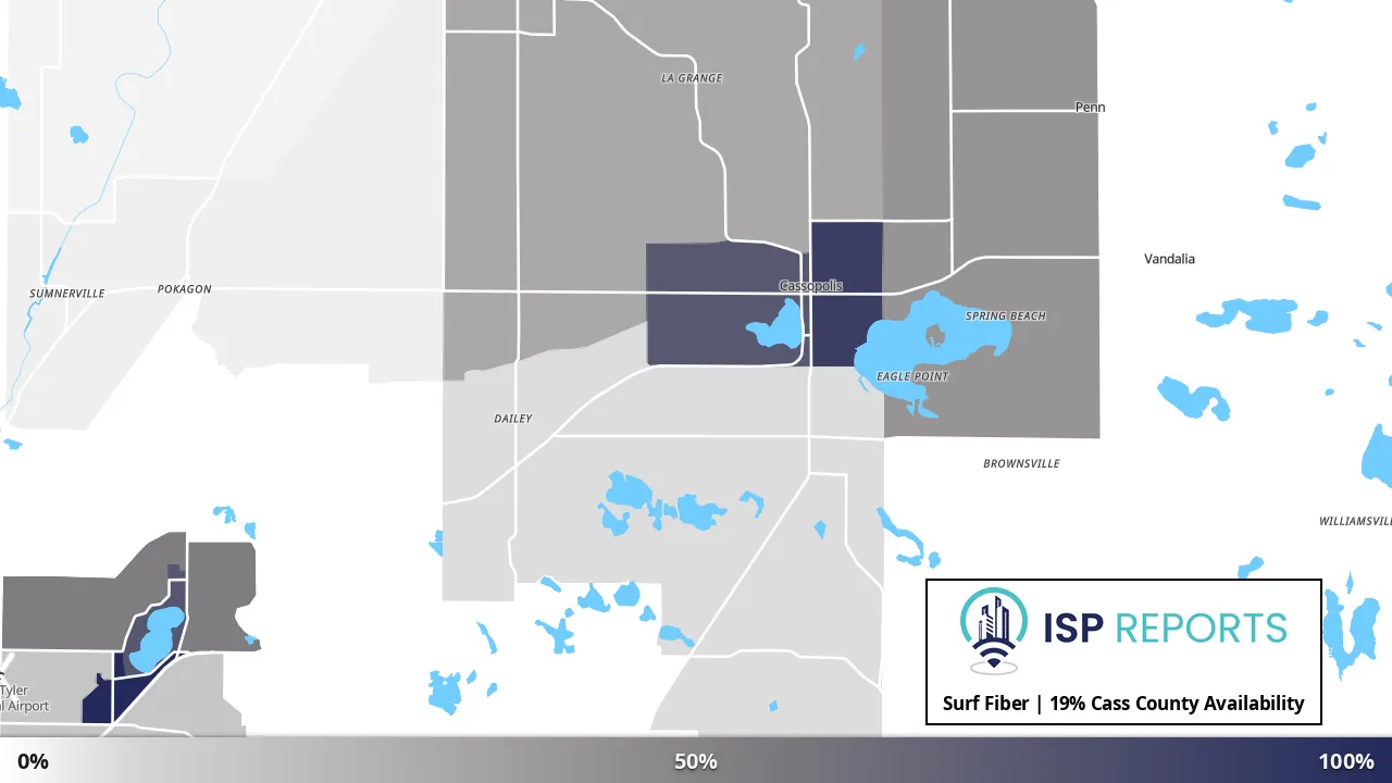 Cass County, MI map of internet availability