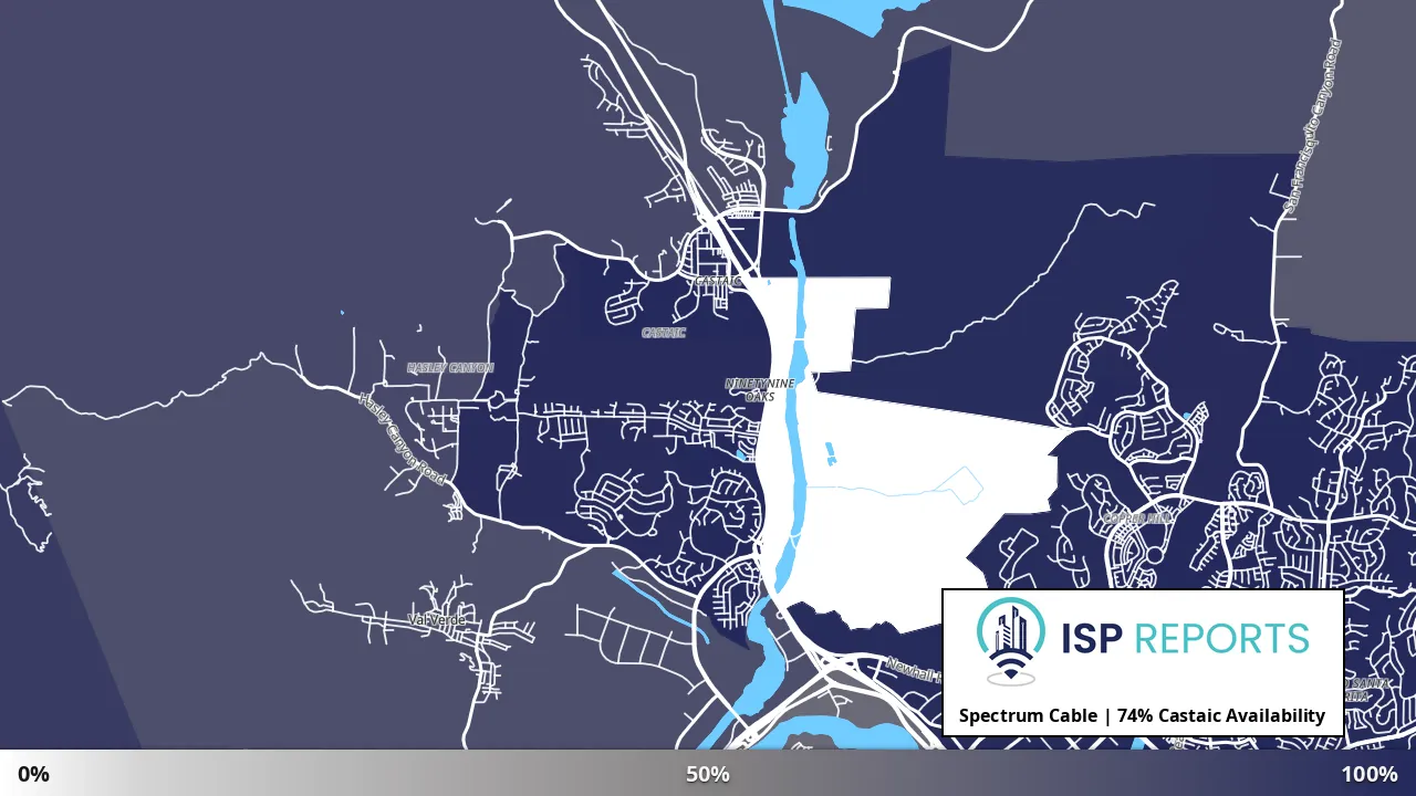 Castaic, CA map of internet availability