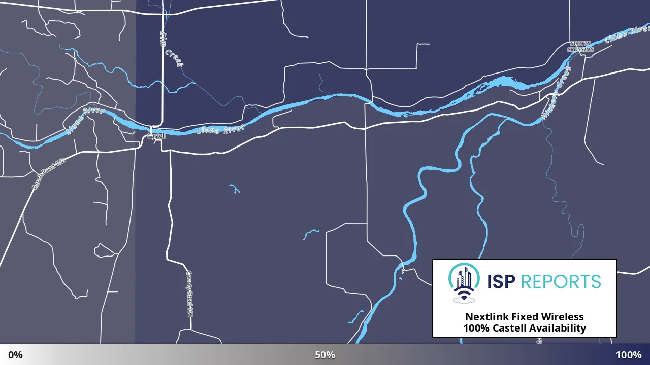 Castell, TX map of internet availability