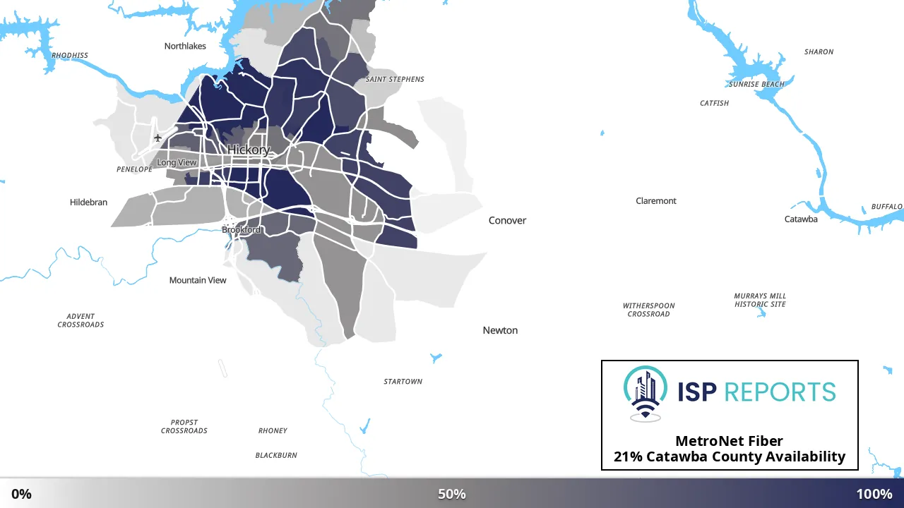 Catawba County, NC map of internet availability