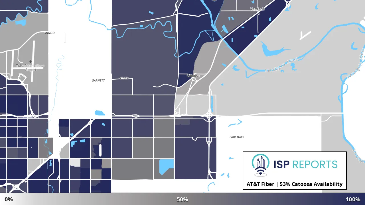 Catoosa, OK map of internet availability