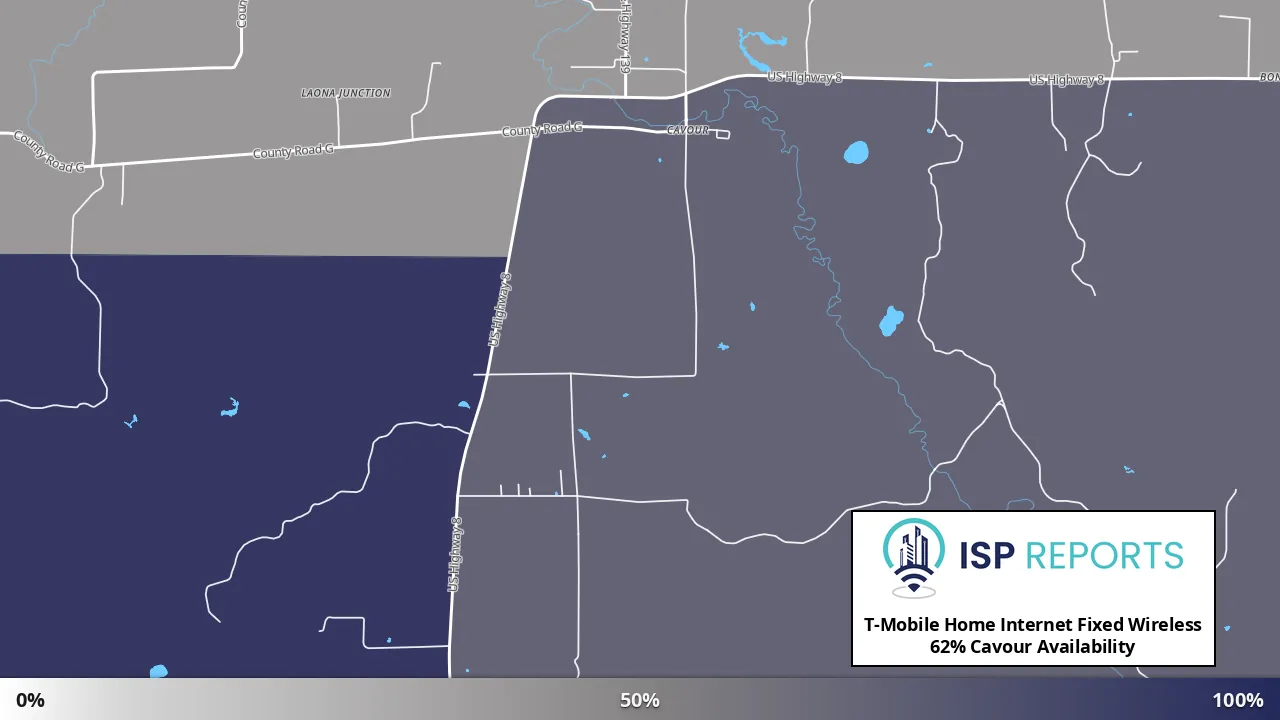 Cavour, WI map of internet availability