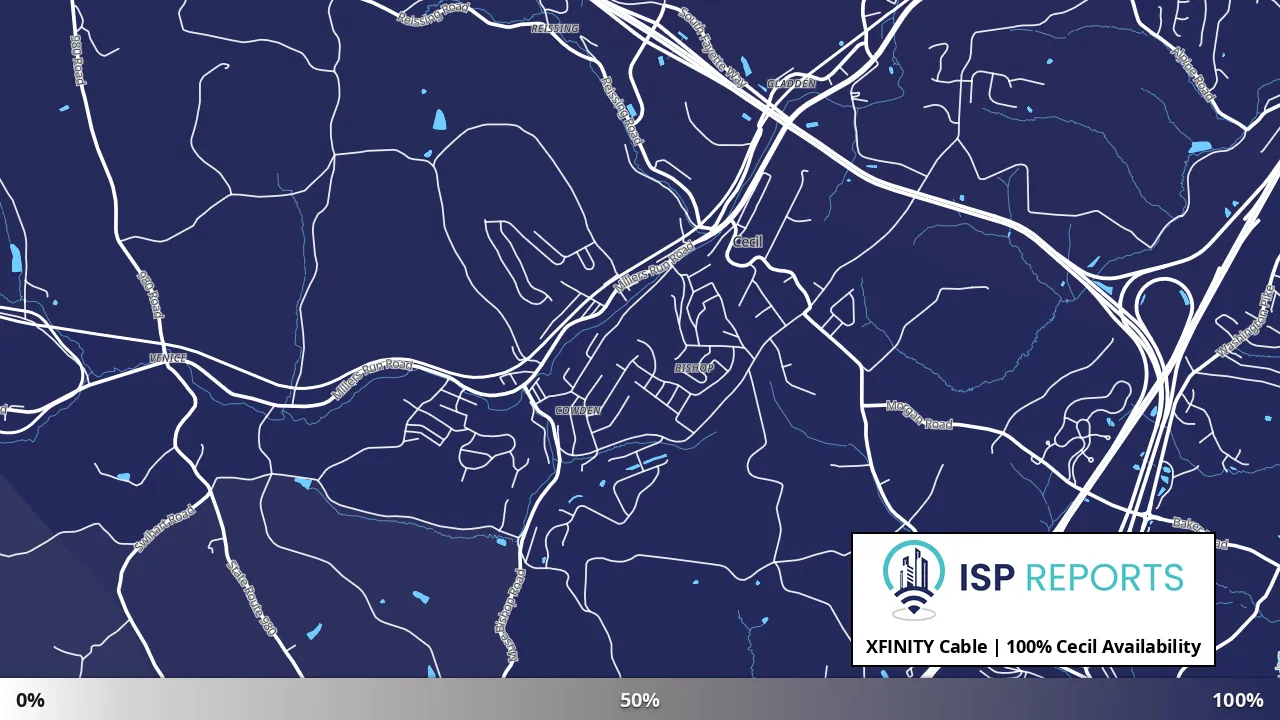 Cecil, PA map of internet availability