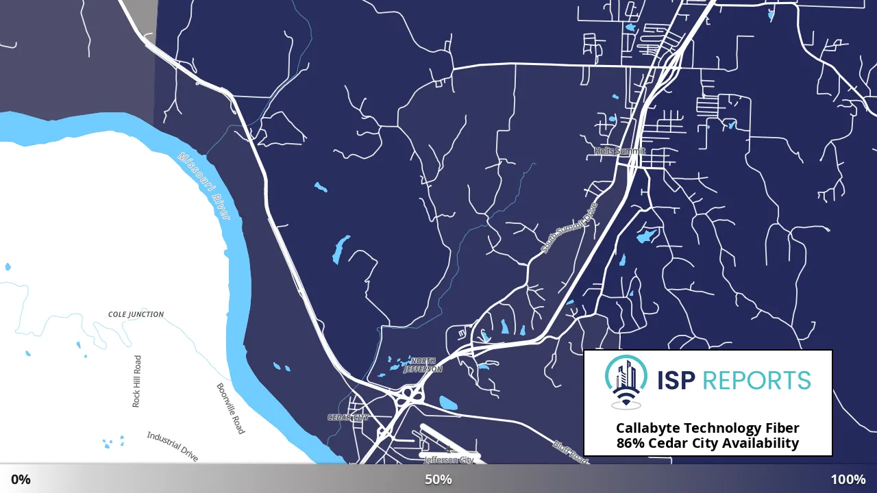 Cedar City, MO map of internet availability