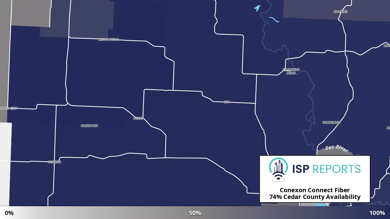Cedar County, MO map of internet availability