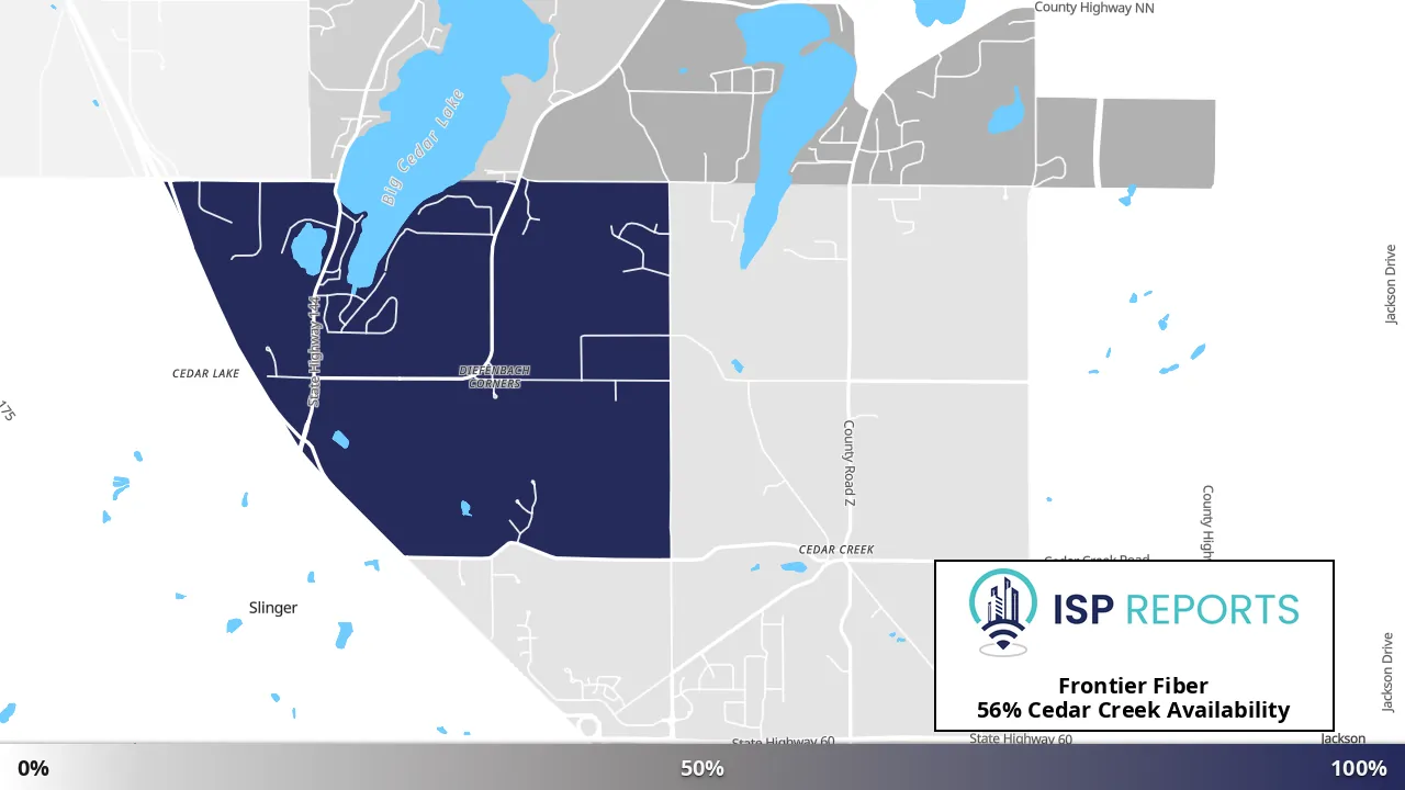 Cedar Creek, WI map of internet availability