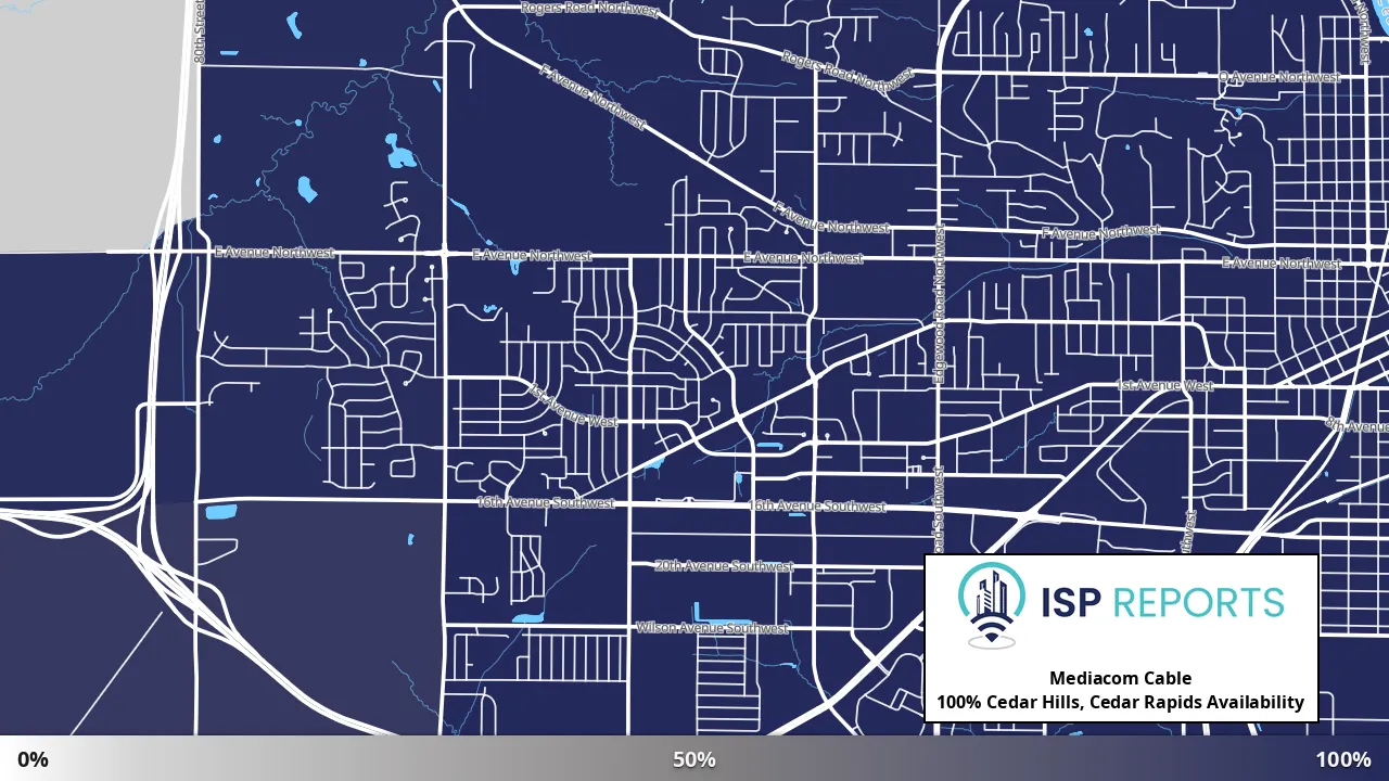 Cedar Hills, Cedar Rapids, IA map of internet availability