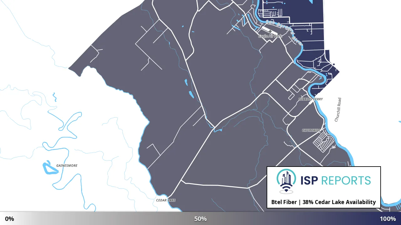 Cedar Lake, TX map of internet availability