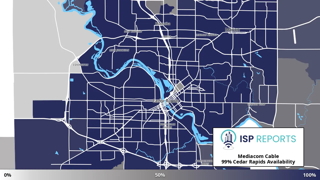 Cedar Rapids, IA map of internet availability