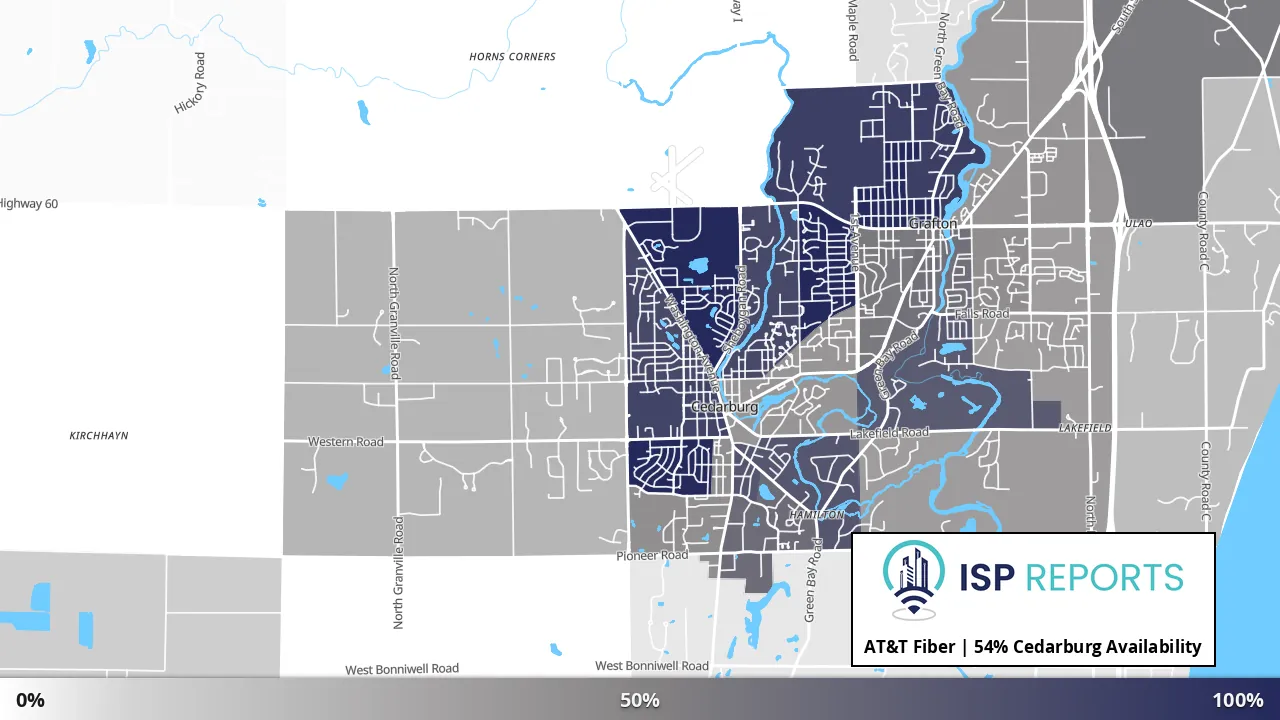 Cedarburg, WI map of internet availability