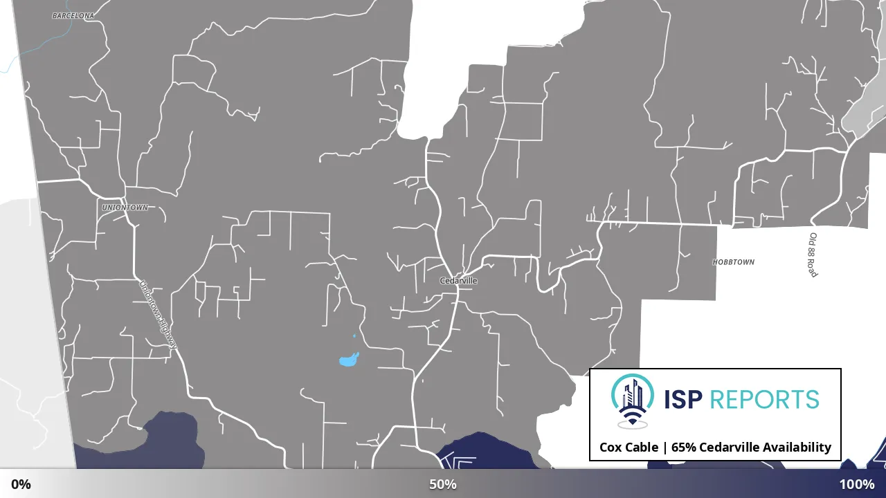 Cedarville, AR map of internet availability
