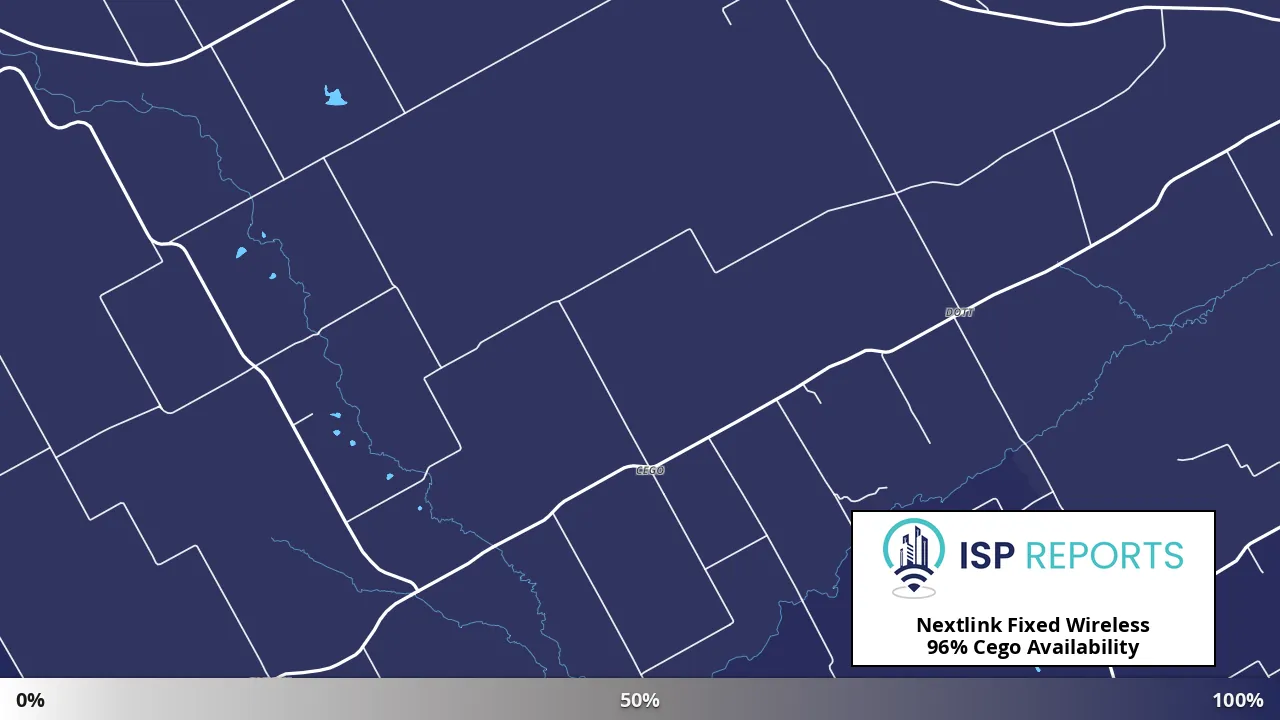 Cego, TX map of internet availability