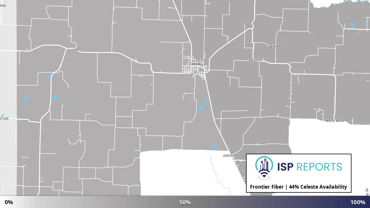 Celeste, TX map of internet availability