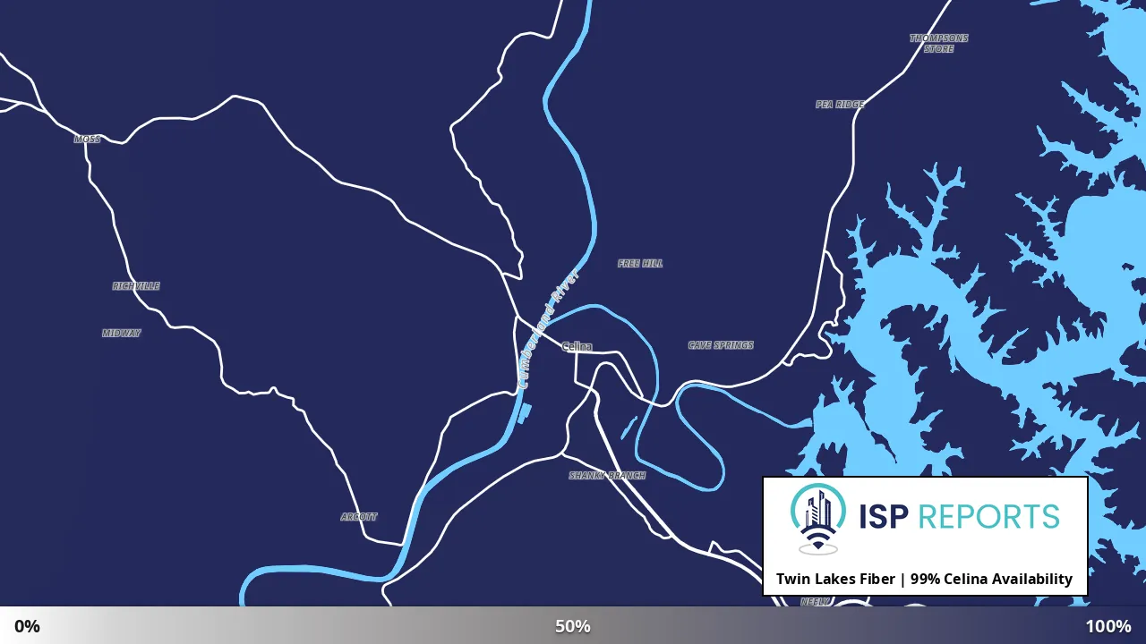 Celina, TN map of internet availability