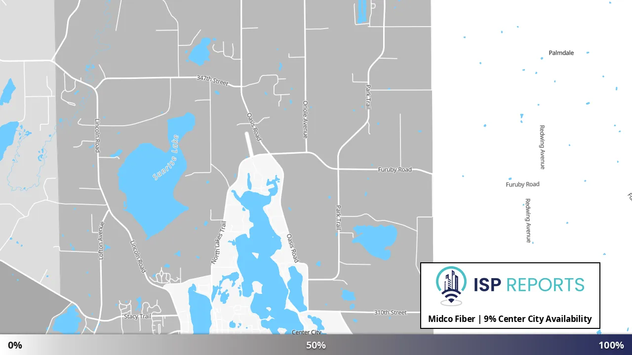 Center City, MN map of internet availability