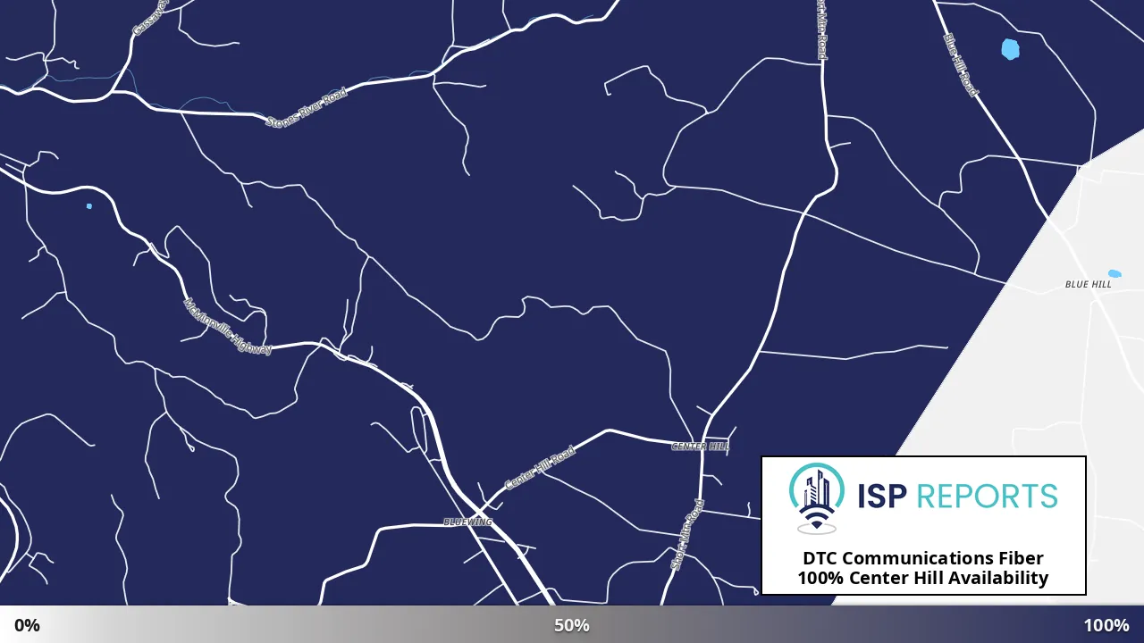 Center Hill, TN map of internet availability