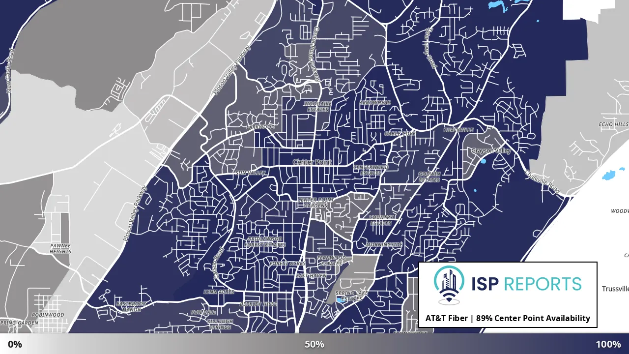 Center Point, AL map of internet availability