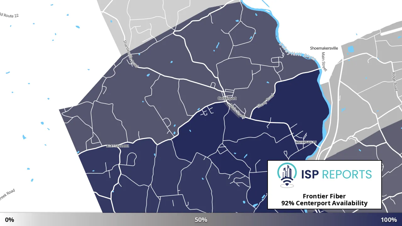 Centerport, PA map of internet availability