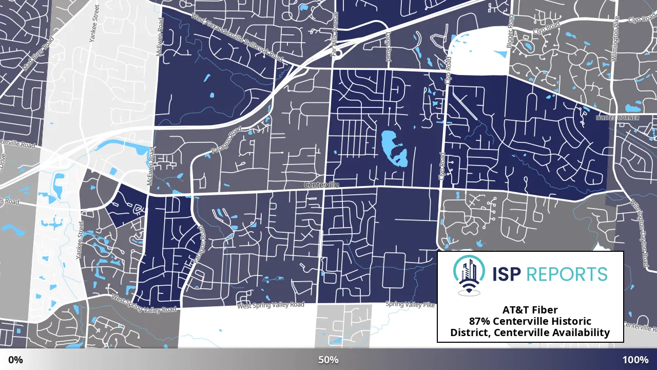 Centerville Historic District, Centerville, OH map of internet availability