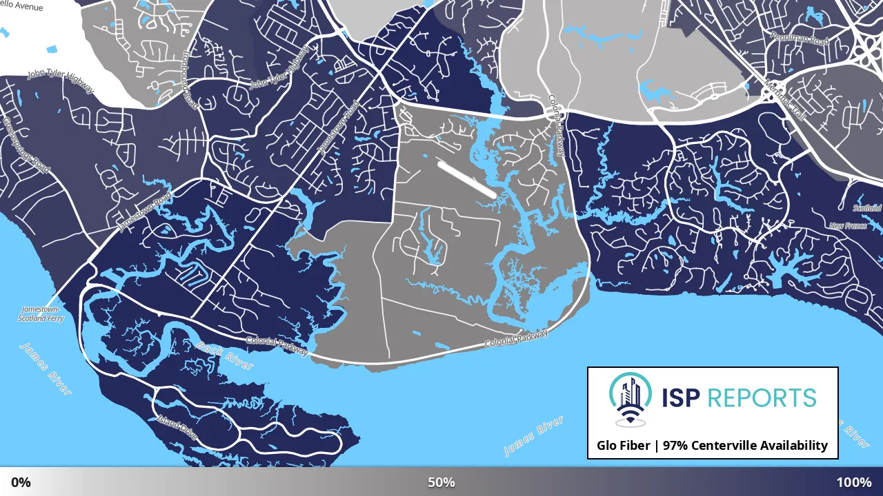 Centerville, VA map of internet availability
