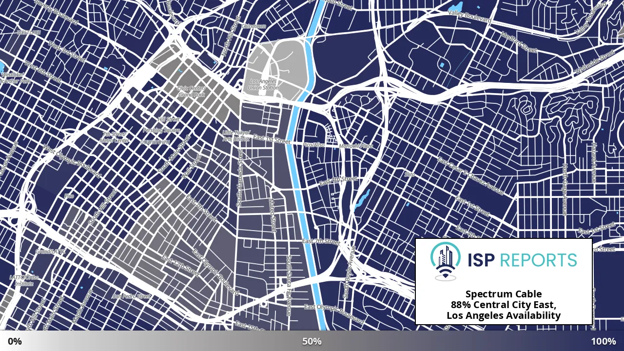 Central City East, Los Angeles, CA map of internet availability
