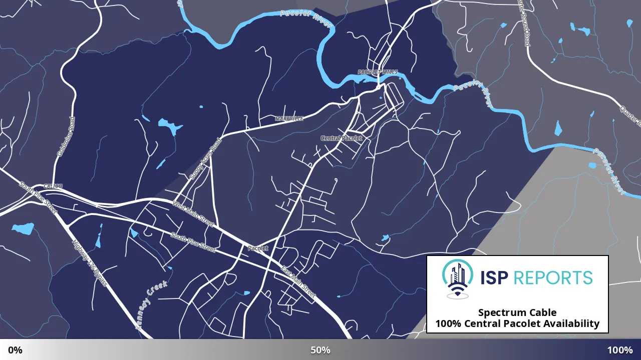 Central Pacolet, SC map of internet availability